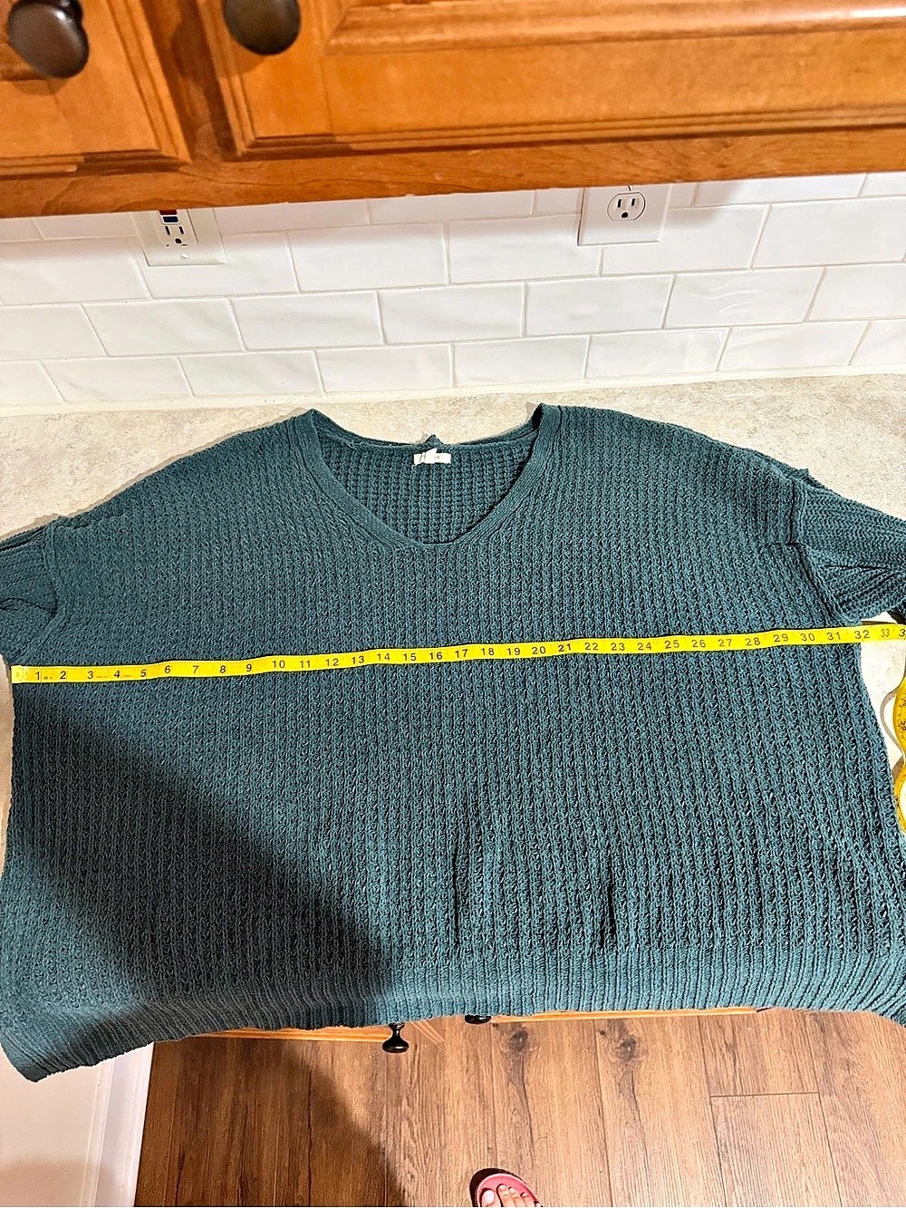Maurices 3X Wayfarer Chenille Teal V Neck Blouson Sleeve Sweater Plus Size - Picture 8 of 12